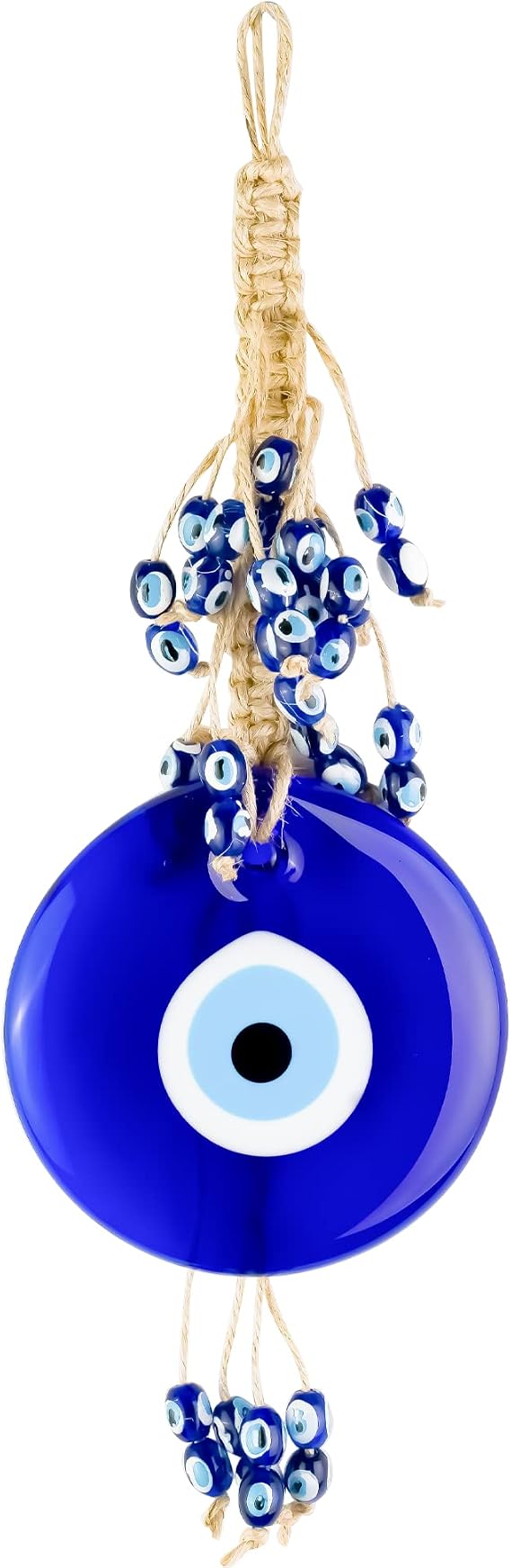 Blue Evil Eye Wall Decor, 4" Glass Ornament Turkish & Greek Nazar Amulet
