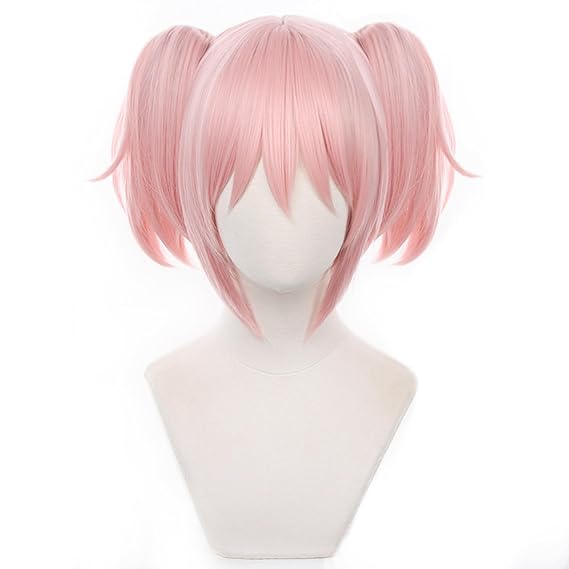 Pink Short Bob Cosplay Wig With Two Ponytail Magic Lovely Women