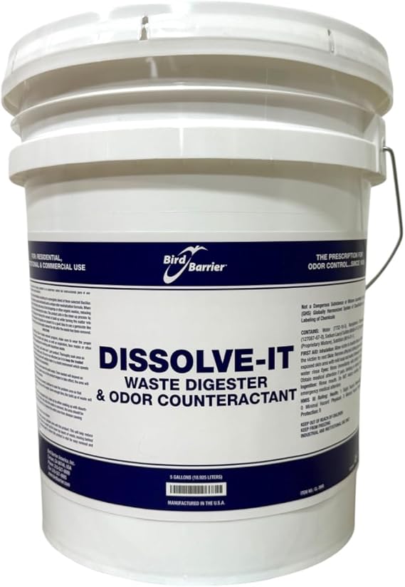 Bird Barrier Dissolve-It Concentrate, Bird Poop Remover for Concrete, 5 Gal