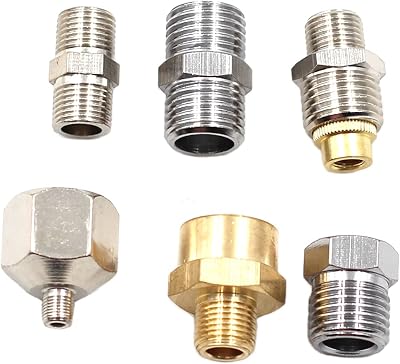 Chiloskit 7pcs Airbrush Hose Adaptor Connector Fitting Set, 14 to 18, Copper  Iron, BSP, Airbrush & Compressor Connectors