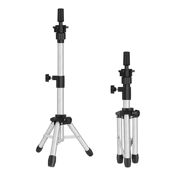 AliLeader Mannequin Head Stand Tripod for Mannequin Head Wig Stand Tripod Wig Head Stand for Training Heads and Canvas Block Head (25Inch,Silvery)