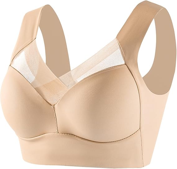 Womens Compression Seamless Wirefree Bras No Underwire Padded Push Up Soft Back Smoothing Bra Everyday Bras