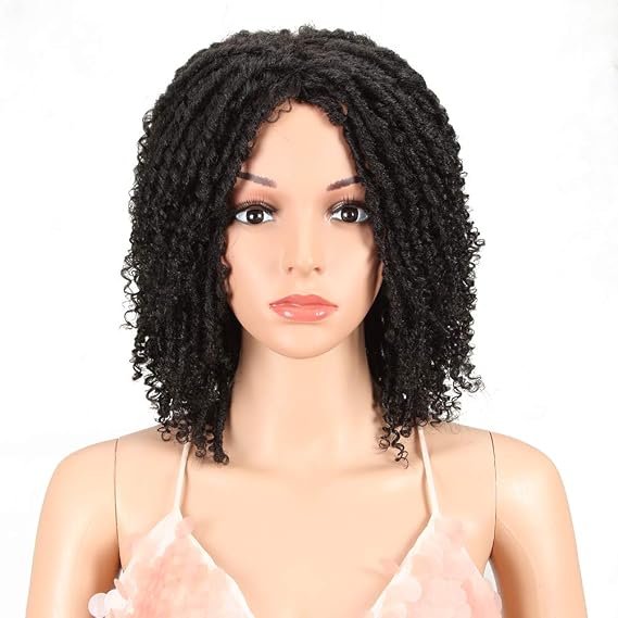 Style Icon 6" Short Dreadlock Wig Twist Wigs for Black Women Short Curly Synthetic Wigs (6", 1B)