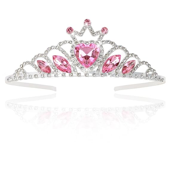 CIEHER Pink Crown Princess Tiara Halloween Hair Accessories for Women Girls