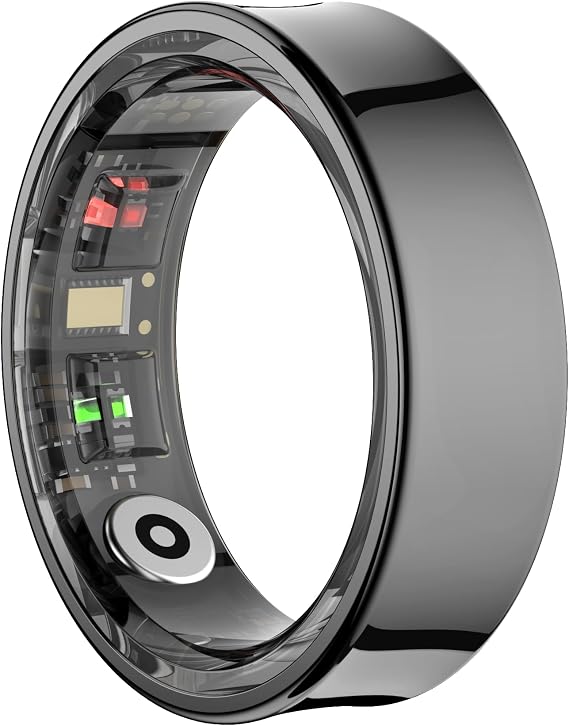 Smart Ring Fitness Tracker with Gesture Remote (Black, #8)