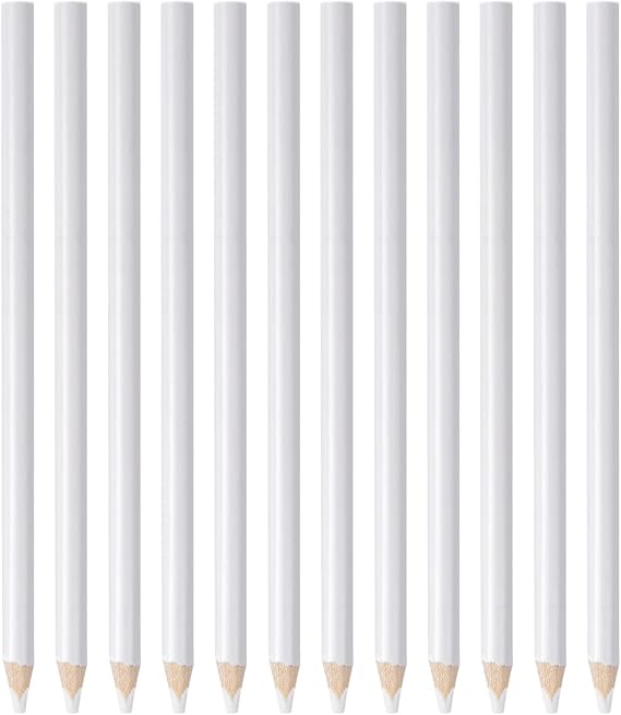 12 Pcs Sewing Pencil for Fabric, Washable Fabric Tailor Tools for Cross Stitch, Embroidery, Sewing, Quilting DIY (white)