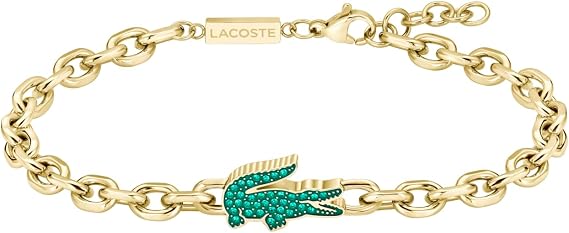 Lacoste For Men and Women ARTHOR Collection Chain Bracelet in Stainless Steel Embellished with Crystals - Available in Silver or Gold Version