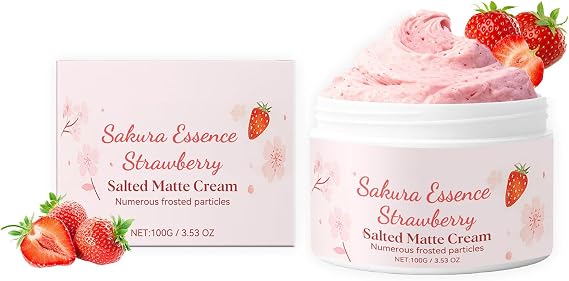 Body Scrub Exfoliates - Strawberry & Cherry Blossom, Deep Clean Pores, Remove Blackheads Moisturize Cleansing, Anti-Cellulite Tones, Deeply Nourishes for Smooth, Radiant Skin(100G)