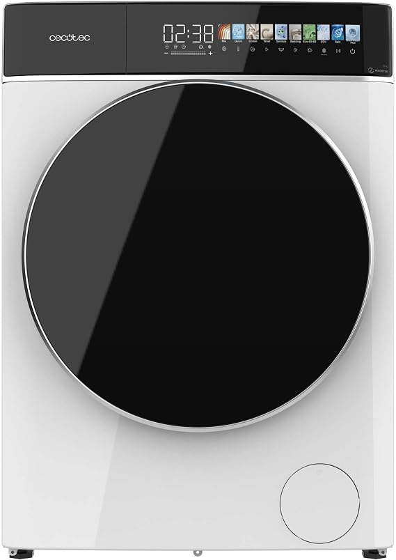 Cecotec Washing machine 9 kg Front Load Bolero DressCode 9900 Inverter FullColor A. White Finish,1400 rpm, 10,3" FullColor Display, 11 programs, Inverter Plus Motor, SteamMax, Class A. [Energy Class A]