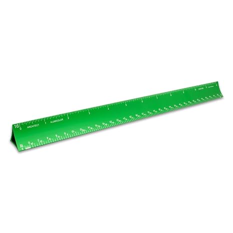 Alumicolor Aluminum Architect Hollow Scale for School, Office, Art and Drafting, 12IN, Green
