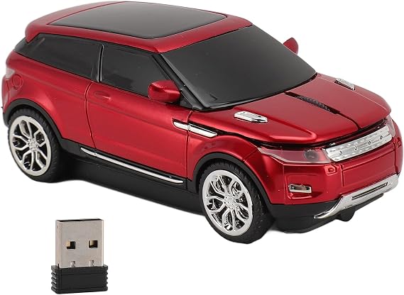 CCYLEZ Sports Car Mouse Cool Wireless Car Shape Mouse with 1600 DPI and USB Receiver for Laptop (Red)
