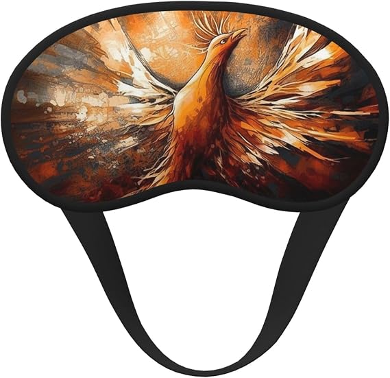 Abstract Phoenix Sleep Mask for Side Sleeper Soft Breathable Sleeping Eye Mask Blackout Silk Eye Sleep Shade Cover with Elastic Strap Night Blindfold for Women Men Travel Nap