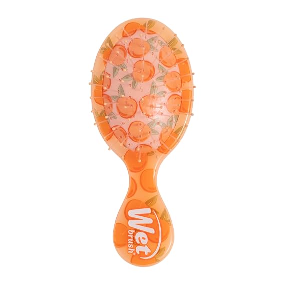 Wet Brush Mini Detangler Hair Brush, (Tutti Fruitti), Peach, Detangling Travel Hairbrush, Ultra-Soft IntelliFlex Bristles Glide Through Tangles with Ease, Pain-Free, All Hair Types