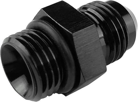 AN-06 O-ring Boss to AN-06 Male Flare Adapter Fitting 6AN Flare Twin Hose Union uel Pump Rail Line Aluminum Black Anodized JIC AN6 to AN6 Oring