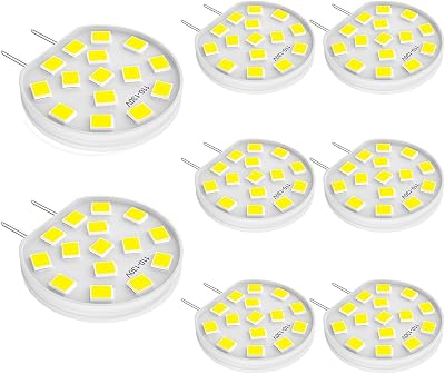 Gaormii G8 LED 3W Mini Disc Puck Light Bulbs, 120V 20W 25W T4 JCD Type Halogen Equivalent, G8 Bi-Pin Base, Daylight White 6000K, Under Cabinet Light Bulb, 8 Pack
