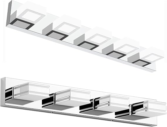 Ralbay Modern LED Vanity Light Acrylic Stainless Steel Chrome Bathroom Vanity Lighting Fixtures