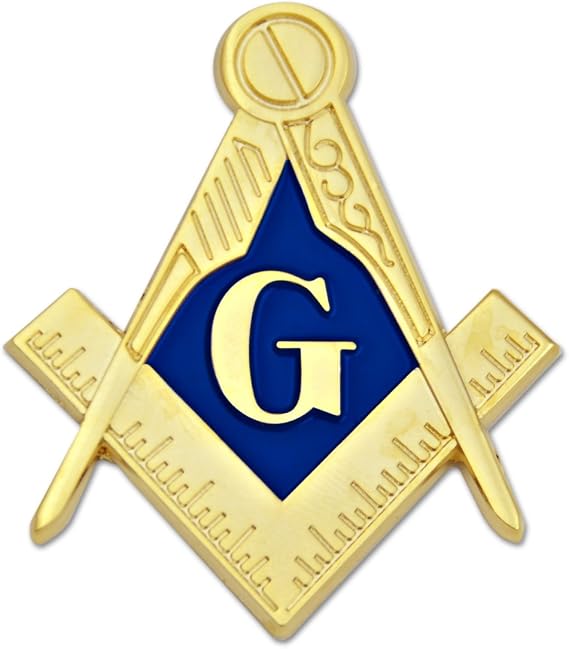 Square & Compass Masonic Auto Emblem - [Gold & Blue][2'' Tall]