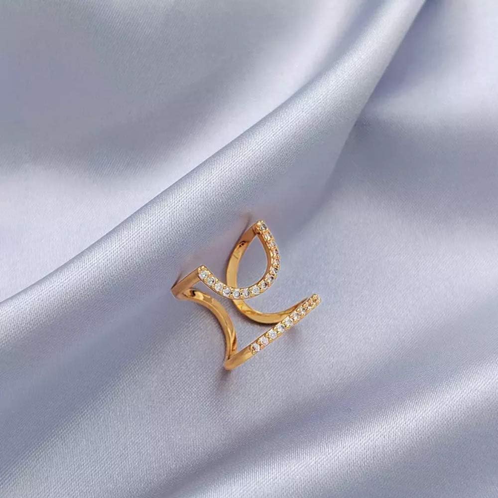 HJKL Korean Trendy Nail Ring Metal Line Thin Gothic Rings for Women Daily Fingertip Protective Cover Fashion JewelryB,Gold
