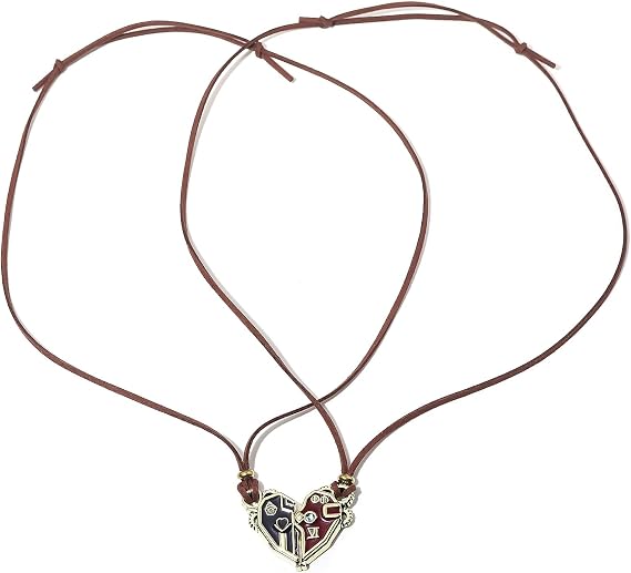 2PCS Animation Necklaces Love Token Necklaces Set Caitlyn Vi Cartoon Heart-Shaped Pendant Accessories for Comic Con Game Fans Cosplay Jewelry Gift Couple Tacit Understanding Partner Necklace