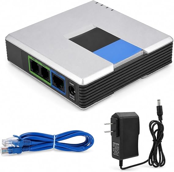 VoIP Phone Adapter, 2-Port Analog Telephone Adapter with SIP V2 Protocol and RJ45 Interface for Home Office Landline