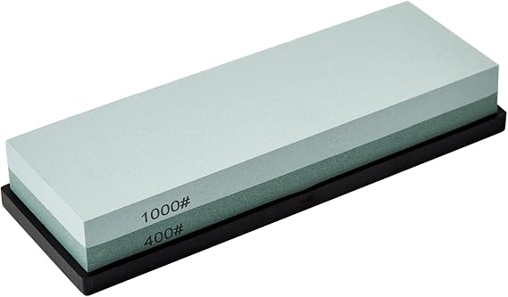 HiramWare, Premium Knife Sharpening Stone with Non-Slip Rubber Base, 400/1000 Grit, Double Sided Manual Sharpener for Kitchen Knives