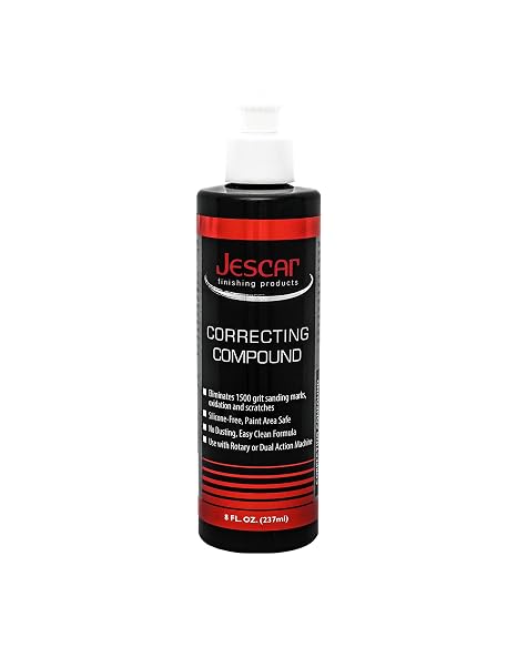 Jescar Correcting Compound - 8oz - Fast Cutting, Abrasive Polishing Compound for Deep Scratches, Sanding Marks, Swirls & Holograms - Buffing and Polishing Compound for Scratch Repair, Easy Wipe Off