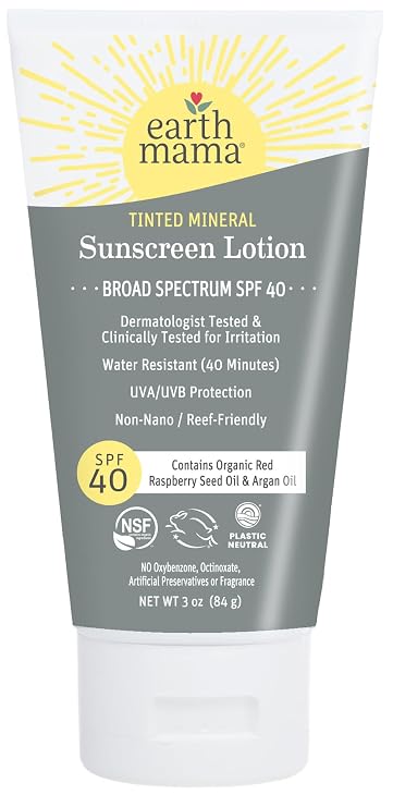 Earth Mama - Tinted Mineral Sunscreen Lotion SPF 40-3 oz