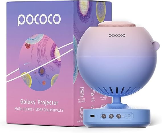 POCOCO Galaxy Star Projector, Rechargeable, with 5K Discs, 2 Megapixel Lens