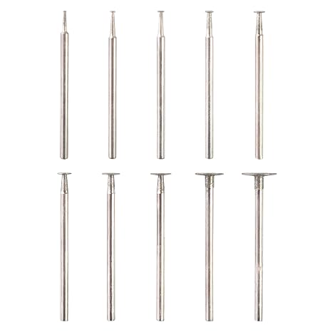 AM ARROWMAX 10pcs T Shape Diamond Burr - 3/32'' Shank Mini Channel Cutting Burs Diamond Mounted Stone Carving Bits for Rotary Tools Includes Dremel