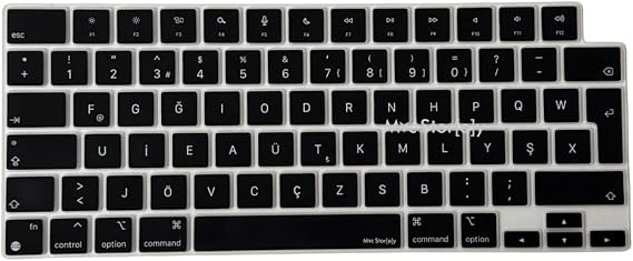 McStorey MacBook Türkçe F Klavye Koruyucu Yeni F Düzen M1-M5 | A2681 A3113 A3240 A3449 A2941 A3241 A2442 A2779 A3426 A3434 A2485 A3429 | Silikon Keyboard Cover Touch ID Siyah