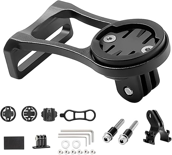 JOYOLA Bicycle Mount Aluminium Alloy Adjustable Bicycle Computer Mount Road Bike Mount Kit Compatible with Edge Elemnt Bryton Cateye (Black)