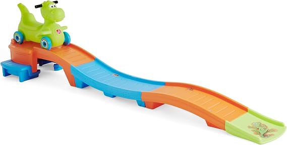 Step2 Dino Dash Up & Down Roller Coaster Kids Ride On Toy, Push Car, Indoor/Outdoor Playset, Made of Durable Plastic, Max Weight 50 lbs., for Toddlers 2-5 Years Old