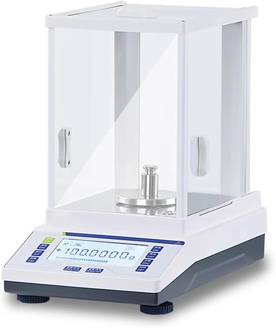Lab Electronic Analytical Balance, 0.1mg High Precision Digital Scale, External Calibration, with LCD Display, Data Output, Windshield, for Pharmacy Jewelry
