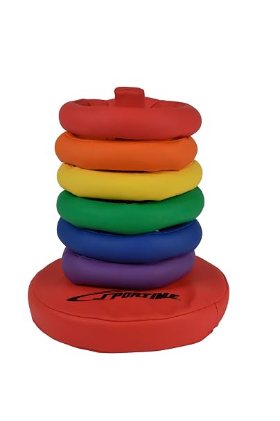 Sportime Soff-Ring Toss Game - Set of 6 Rings - Assorted Colors, White, 12 x 12 x 1/4"