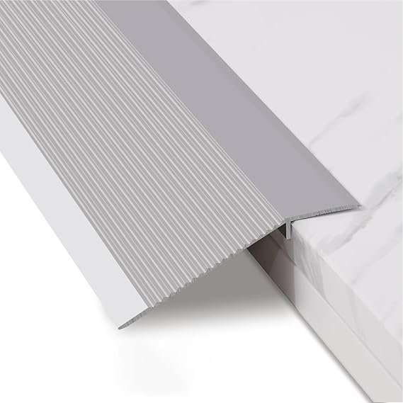 Floor Transition Strip,Aluminum,Overlap Edge Reducer,Flat Divider Strip,Fluted Saddle Threshold for Doorway Ramp Tiles Laminate Planks(Color:3 Pcs)