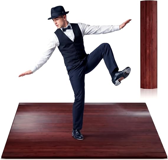 Drydiet Tap Dance Board 3.22 x 4 ft Portable Dance Floor Mat for Home Practice 8mm Thick Solid Bamboo with Clear Sound Large Heavy Duty Flooring Professional Exercise
