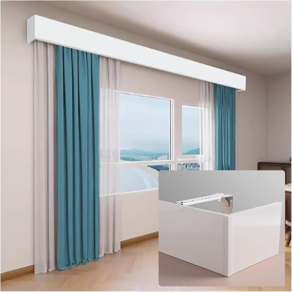 Özelleştirilebilir Duvar Perdesi Bölmesi - Perde Dekoratif Panel, Tek Perde Rayı, Saçak Panelleri (500 x 14 x 10,5 cm) - Dekorunuzu Geliştirin