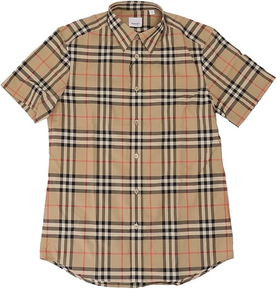 BURBERRY Burberry Short Sleeve Shirt Men's CAXTON Cotton Check Printed Pattern 8020869 Archived Beige Parallel Import