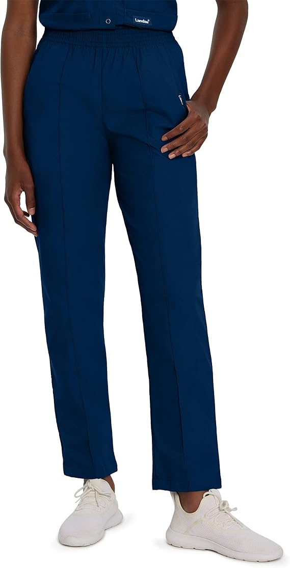 Landau Essentials Relaxed Fit 2-Pocket Elastic Scrub Pants for Women 8320
