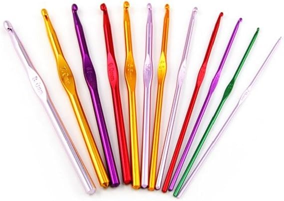 12 Sizes Aluminum Crochet Hook Needles Set in Pouch