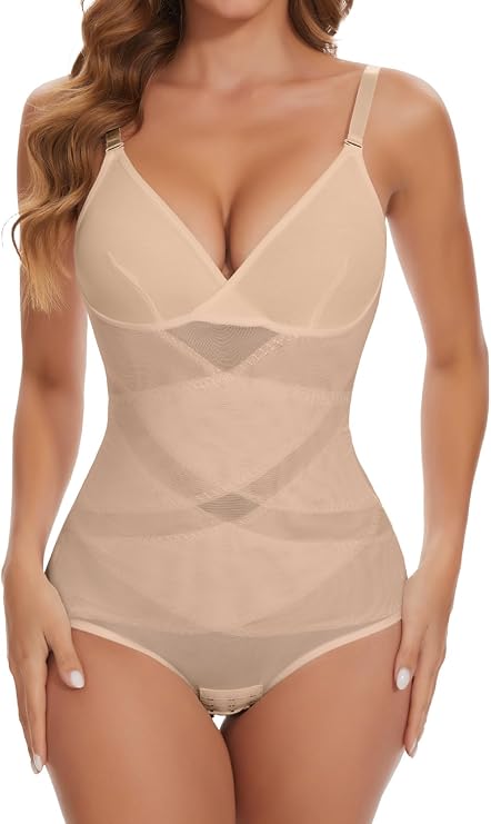 SHAPERIN Women Tummy Control Bodysuit Shapewear Waist Trainer Body Shaper