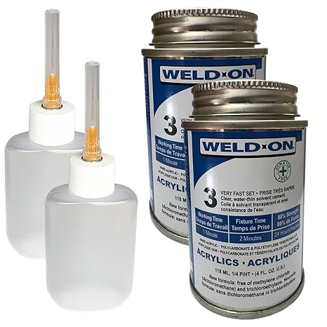 Weld-On #3 Acrylic Cement, Low-VOC, 4 Oz, w/Applicator & Needle (2)