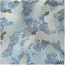 Silk Satin Fabric by The Yard Cloud Crane Jacquard Brocade Fabric 75cm Wide Sold by The Meter for Clothing Handmade Cheongsam Costumes(Color:Blue Grey)