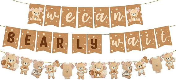 We Can Bearly Wait Banner Garland for We Can Bearly Wait Bear Baby Shower Decorations