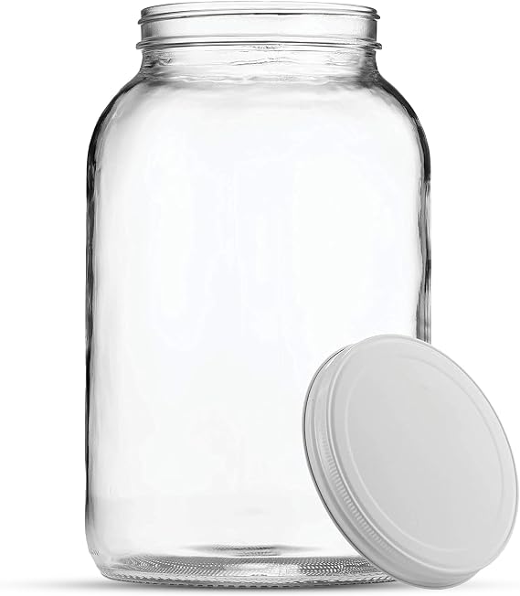 1 Gallon Glass Jar with Lid | Wide Mouth Container for Fermentation