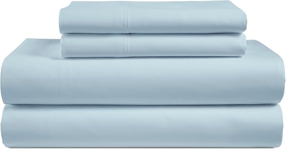 MyPillow 1200 Thread Count Supima Cotton Cali King Sheet Set Ultra Soft, Deep Pocket 18 Fitted, Breathable & Durable 4-Piece Bedding Set for Luxury Hotel Quality Comfort - Cali King, Light Blue
