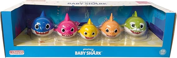 Comansi Baby Shark Collection Set (5 Figurines: Baby, Mommy, Daddy, Grandpa, Grandma Shark)