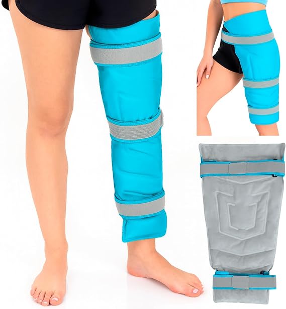 Arctic Flex Full Leg Ice Pack Wrap (Hot & Cold Therapy) - Large, Reusable Gel Ice Pack for Injuries & Swelling - ICY Sleeve for Leg Pain Relief - Cold/Hot Wrap for Thigh, Hips, Knee, Shins & Back