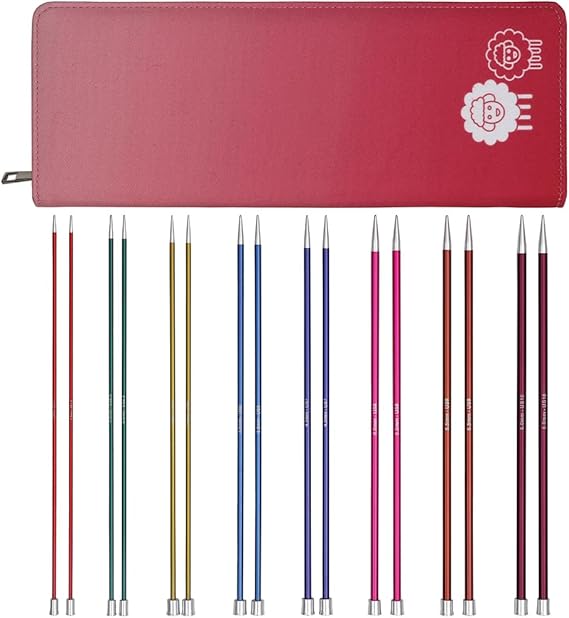 KnitPro Tek uçlu örgü iğnesi seti, Zing (35 cm) – 2,50 – 6,00 mm