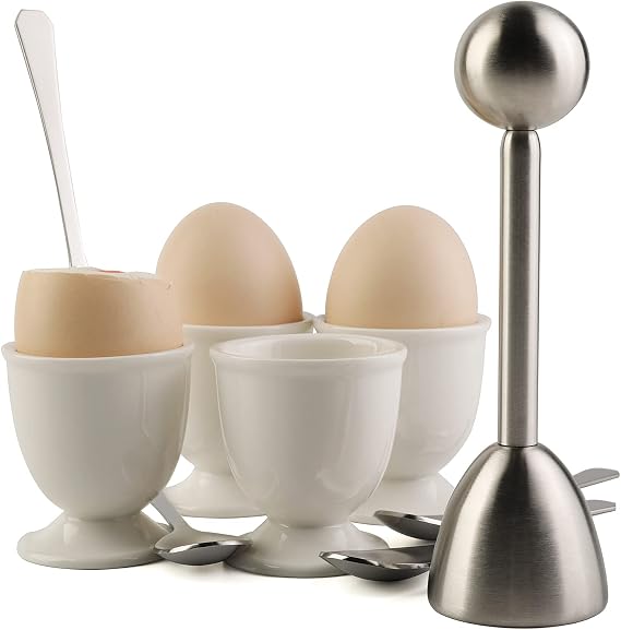 Egg Cracker Topper Set for Soft Hard Boiled Eggs Shell Removal Separators